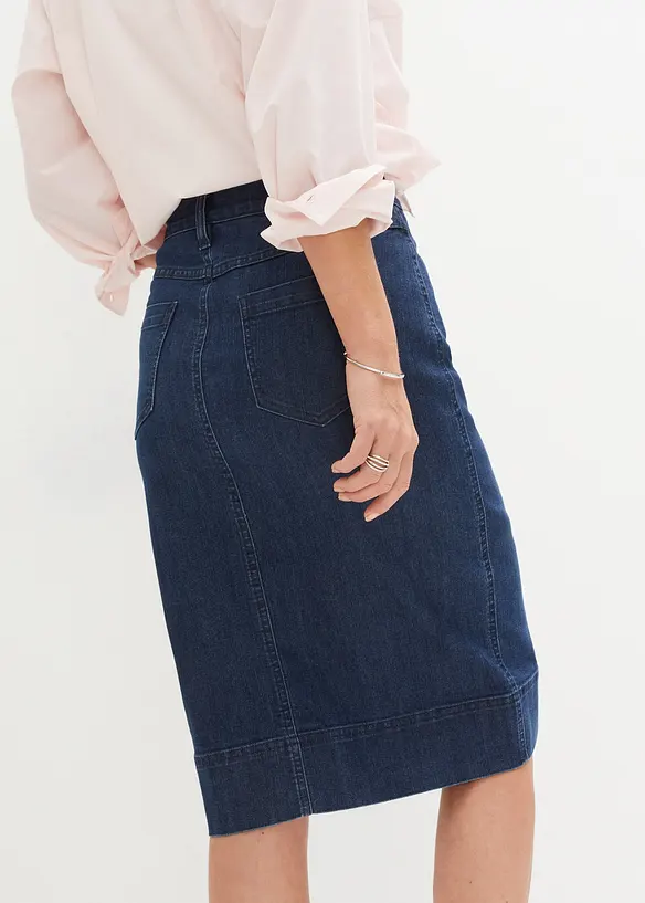 Jeansskjørt med dekorknapper, bonprix
