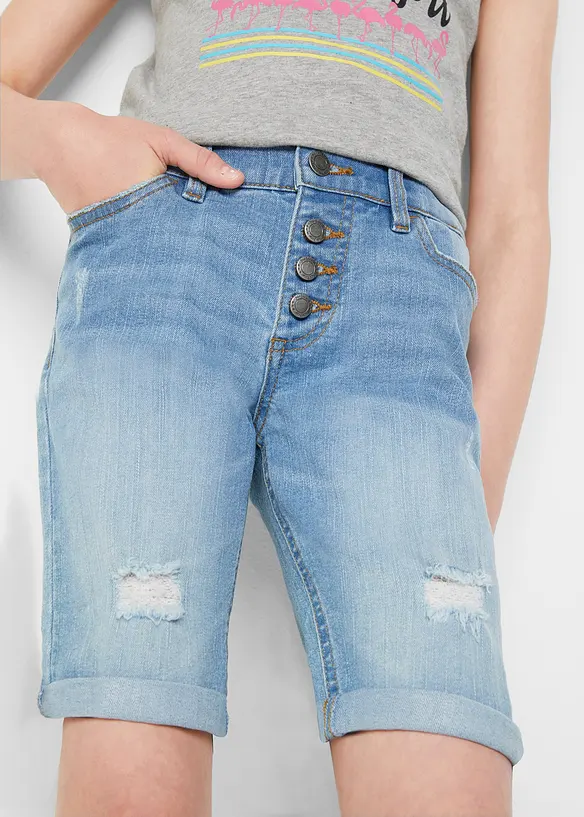 Denimshorts med stretch Mid Waist, bonprix