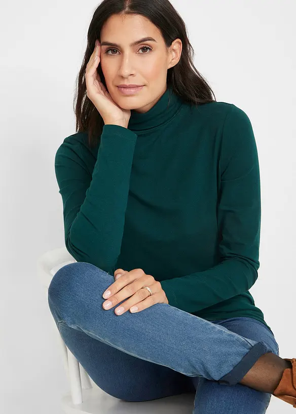 Langermet topp med økologisk bomull (2-pack), bonprix