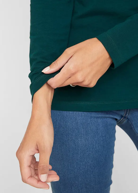 Langermet topp med økologisk bomull (2-pack), bonprix