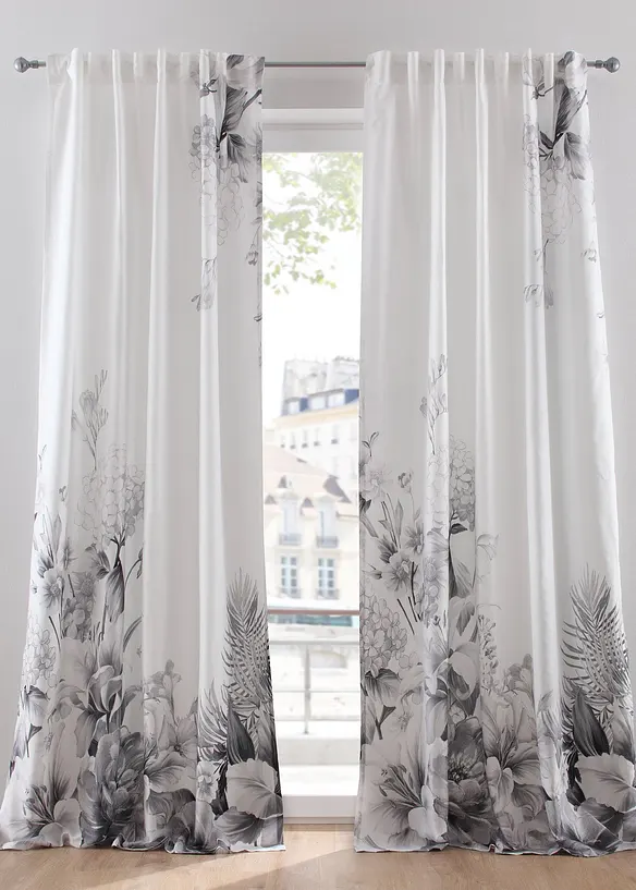 Mikrofiber-gardin med blomsterprint, bonprix