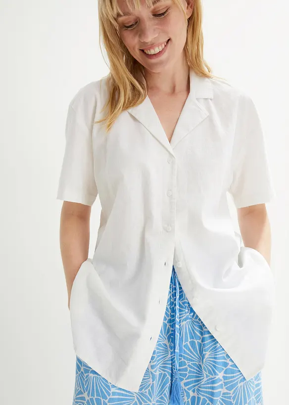 Ledig, oversized bluse i lett linmiks, bonprix