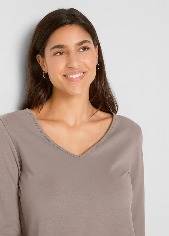 Langermet, figurnær topp (2-pack), bonprix