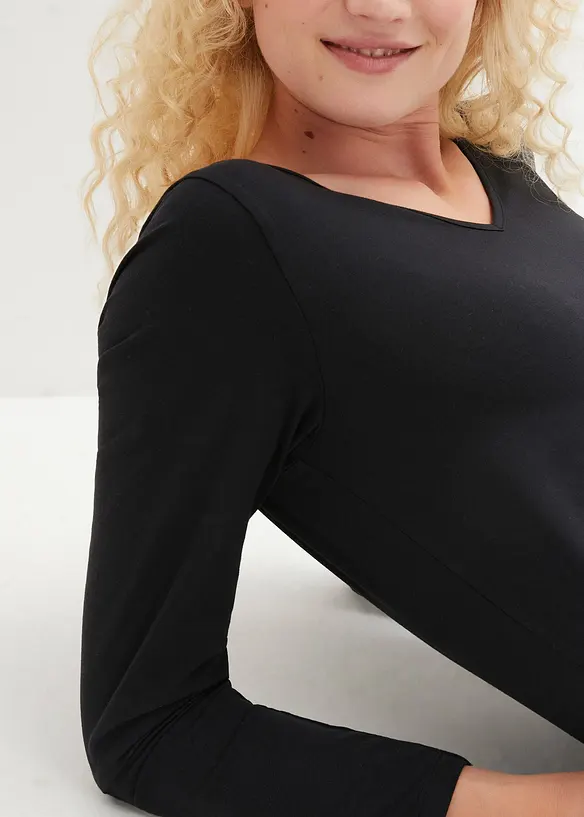Langermet, figurnær topp (2-pack), bonprix