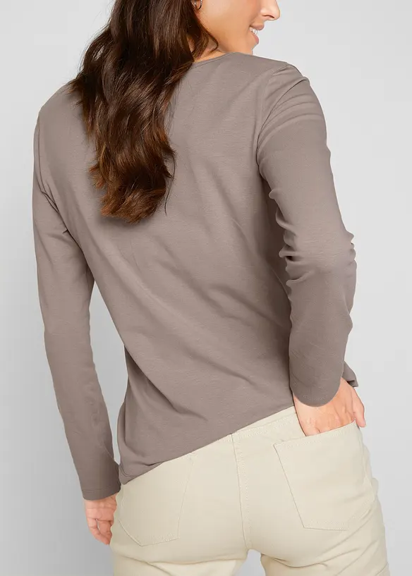 Langermet, figurnær topp (2-pack), bonprix