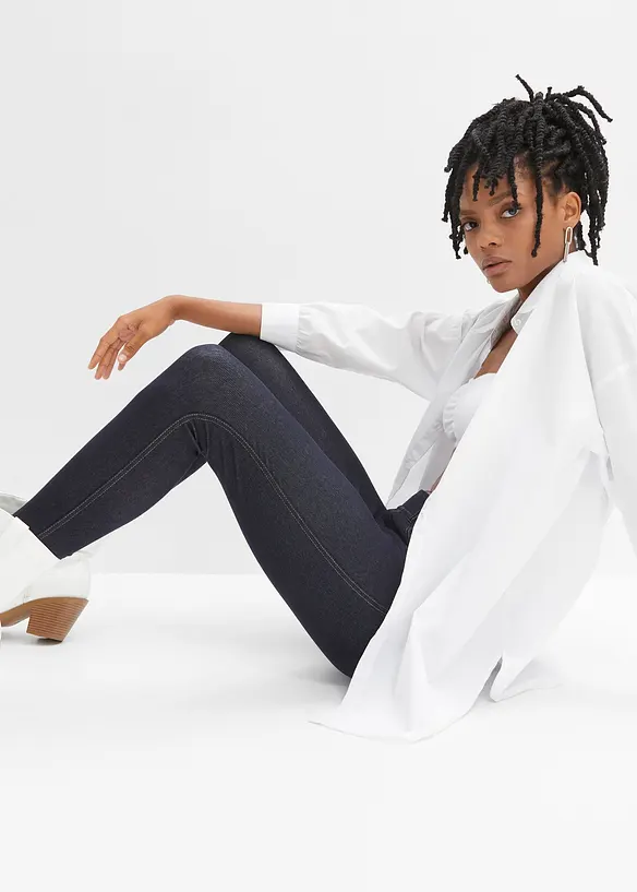 Leggings i denim look av bomullsmiks, bonprix