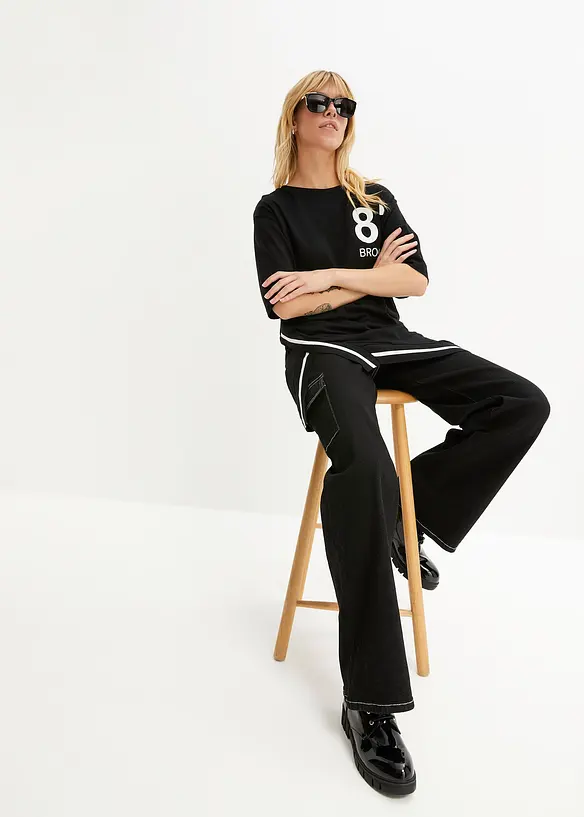 Oversized topp i myk viskosemiks, bonprix