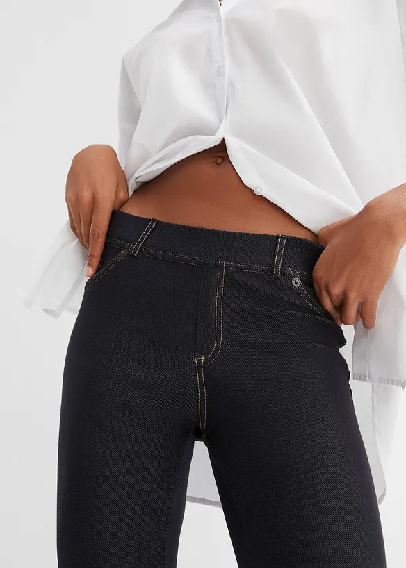 Leggings i jeans look av bomullsmiks, bonprix