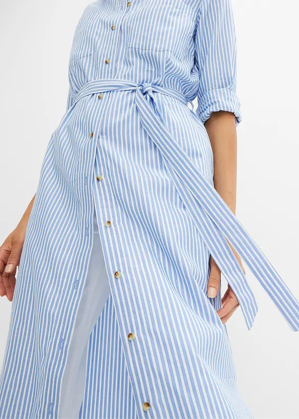 Skjortekjole med stripemønster og knytebelte, bonprix