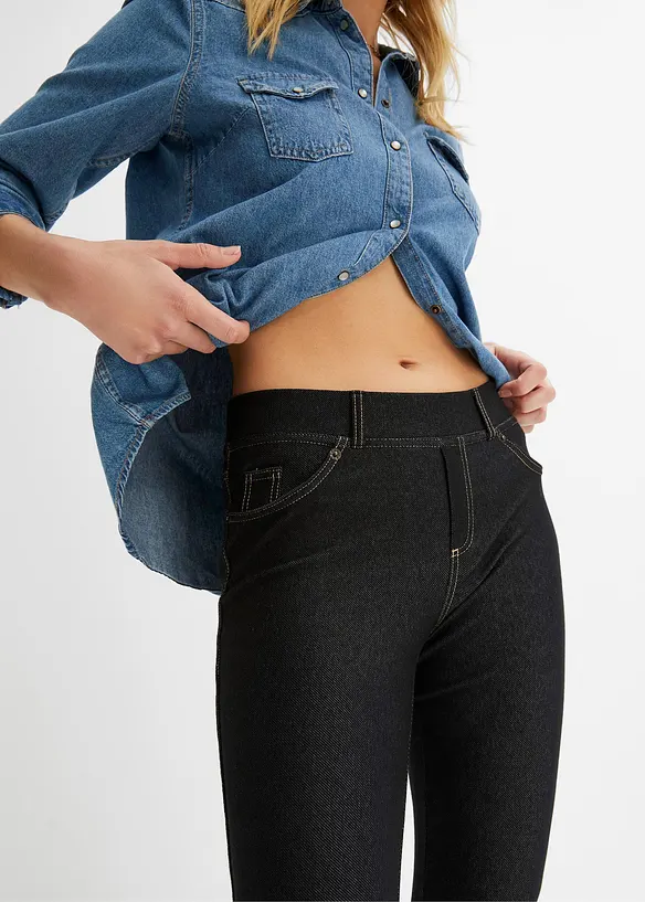 Leggings i denim look med glidelås, bonprix