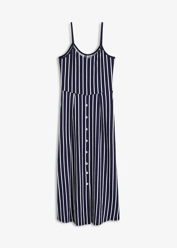 Sommerlig jerseykjole med knappestolpe og striper, bonprix