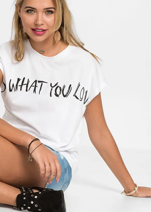 Oversized topp i 100% bomull, bonprix