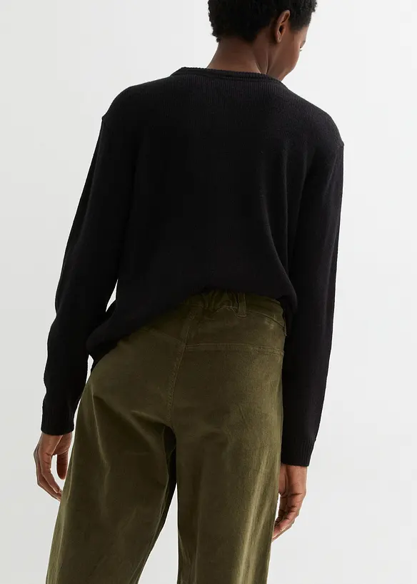 Vid culotte i stretch-cord med High Waist-komfortlinning, 7/8-lengde, bonprix