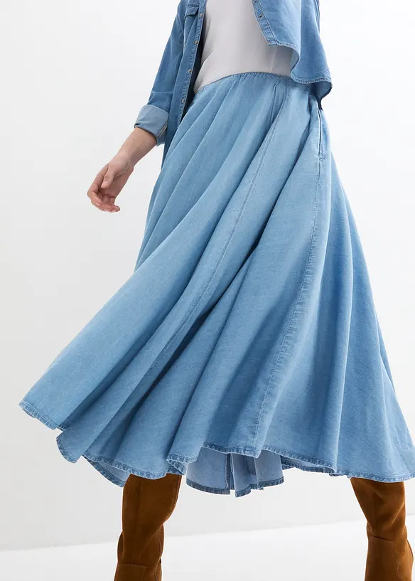 Denimskjørt, High Waist, komfortlinning, bonprix