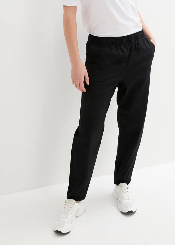 Bukse av bomull-/linmiks, High Waist, bonprix