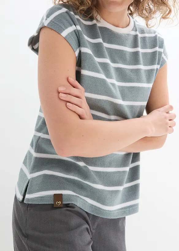 Frotté-topp med striper, kort arm, bonprix