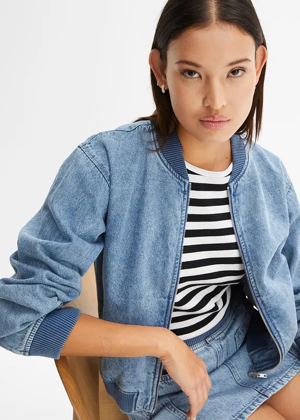 Bomberjakke i denim, bonprix