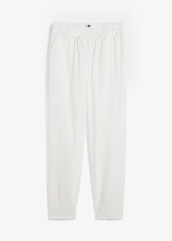 Bukse av bomull-/linmiks, High Waist, bonprix