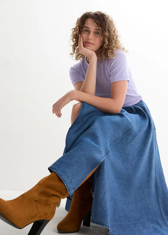 Denimskjørt, High Waist, komfortlinning, bonprix