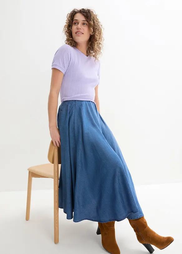 Denimskjørt, High Waist, komfortlinning, bonprix