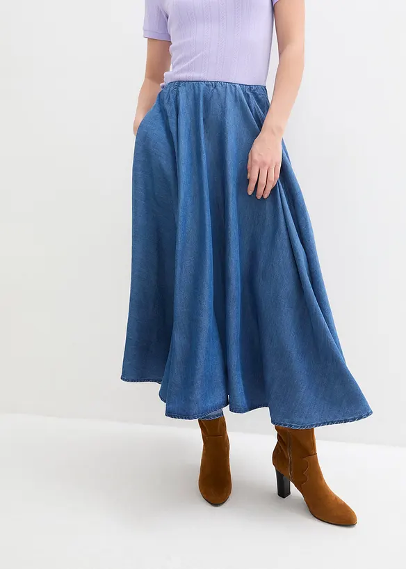 Denimskjørt, High Waist, komfortlinning, bonprix