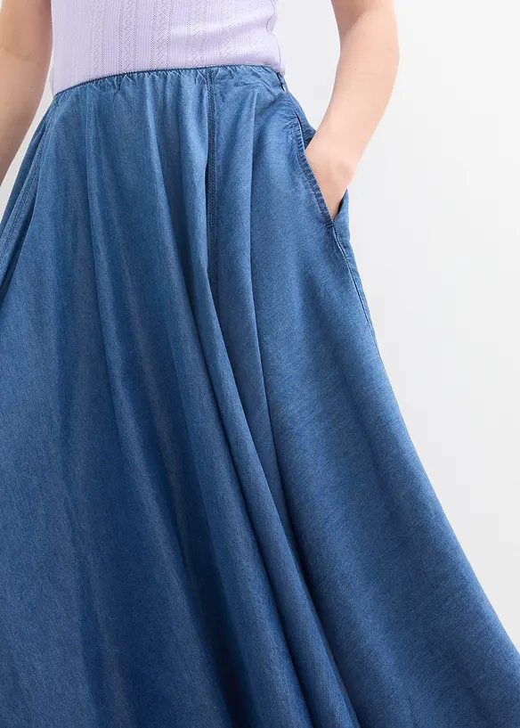 Denimskjørt, High Waist, komfortlinning, bonprix
