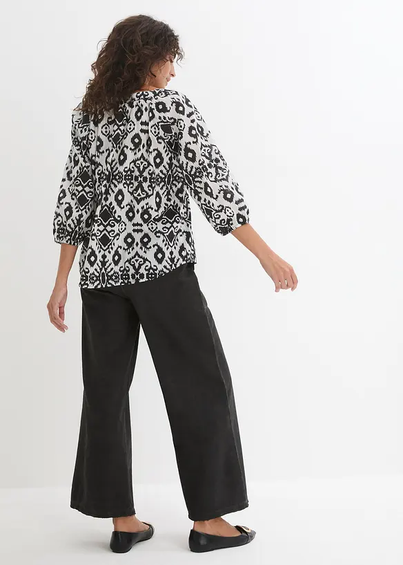 Bomullsbluse med print, bonprix