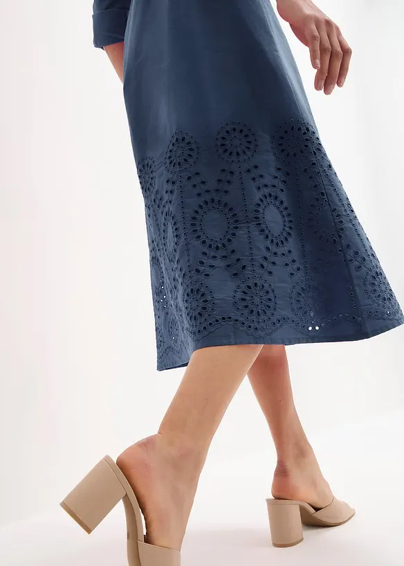 Skjortekjole med hullbroderi, bonprix