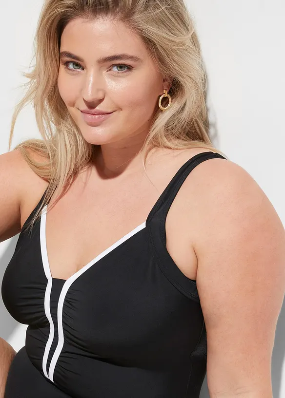 Badedrakt med passepoil, bonprix