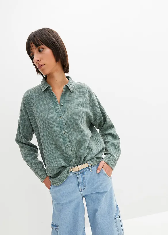 Vid bluse i used look, bonprix