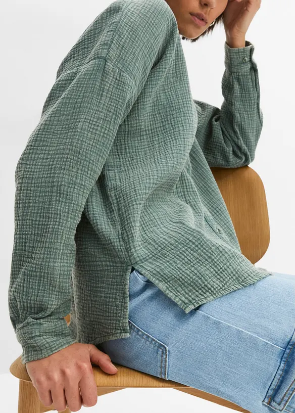 Vid bluse i used look, bonprix