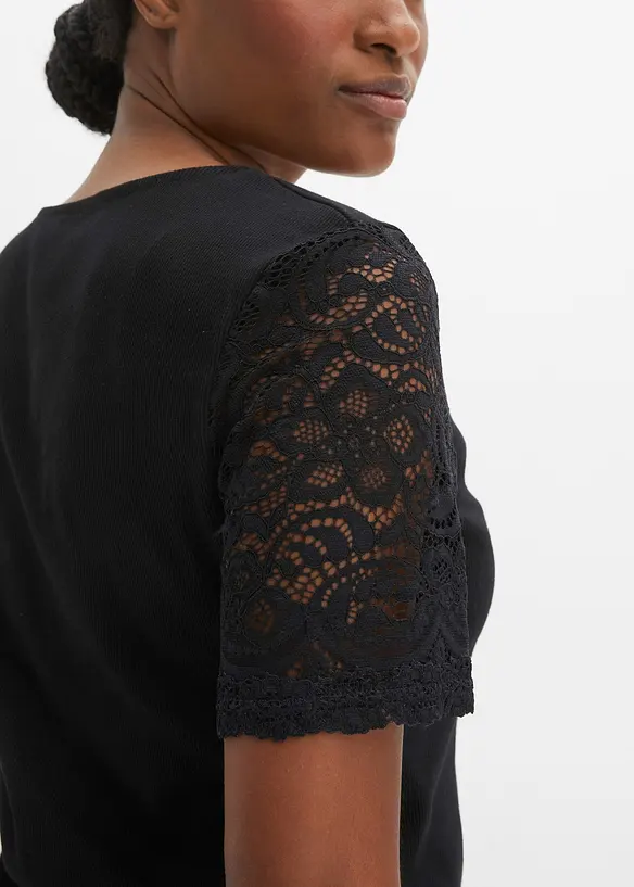 Ribbet topp i bomull, bonprix
