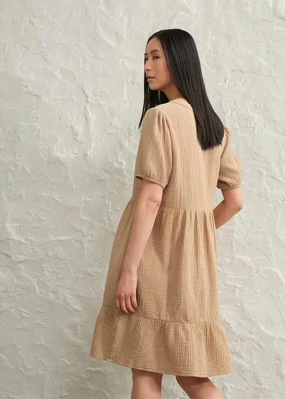 Oversized bomullskjole av musselin, bonprix