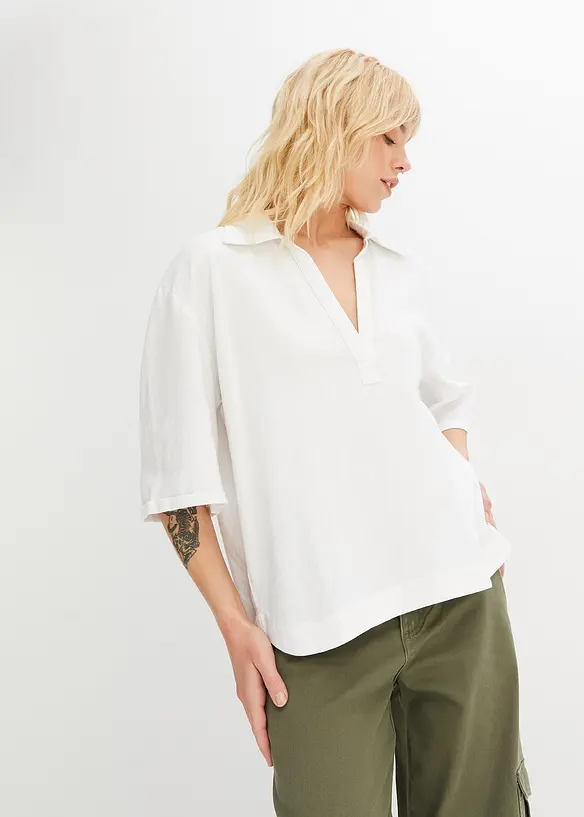 Bluse i kjølende miks av lin og viskose, bonprix