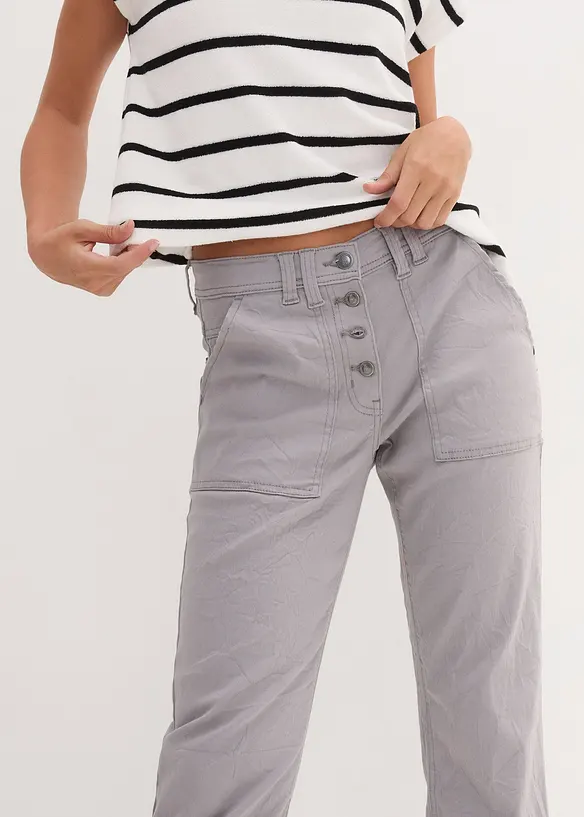 Stretchbukse med Crash-effekt, 3/4-lengde, bonprix