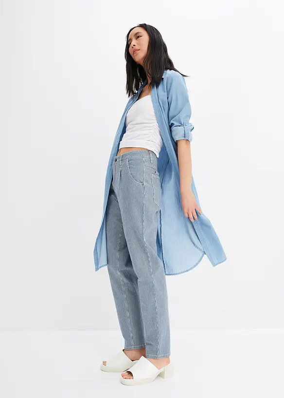 Barrel-jeans, Mid Waist, stripet, bonprix