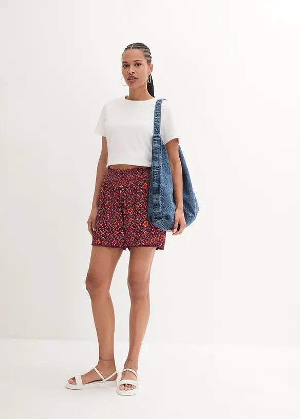 Pull on-shorts med trykt mønster og strikklinning, bonprix