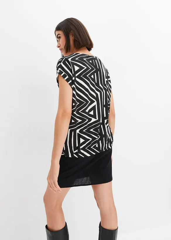Oversized topp med trykt mønster, bonprix
