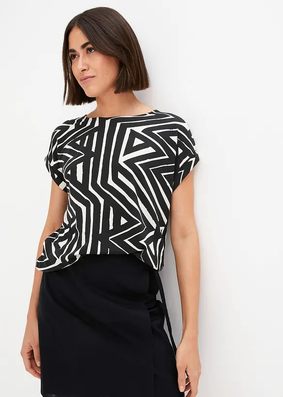 Oversized topp med trykt mønster, bonprix