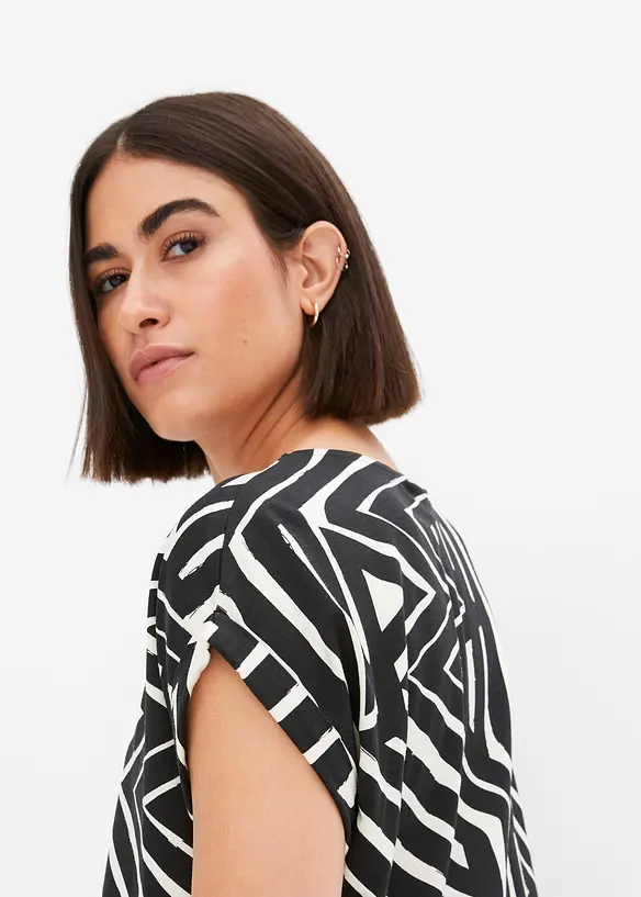 Oversized topp med trykt mønster, bonprix