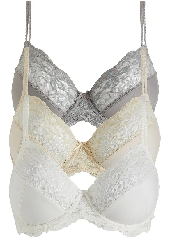 Spile-BH med delikate blonder (3-pack), bonprix