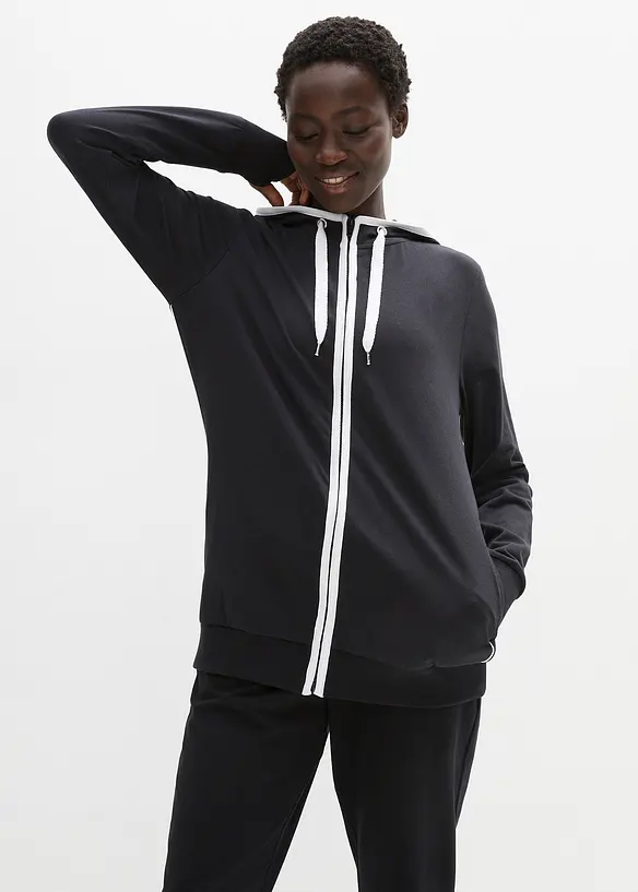 Jakke i sweatshirtmateriale med bomull og stretch, bonprix