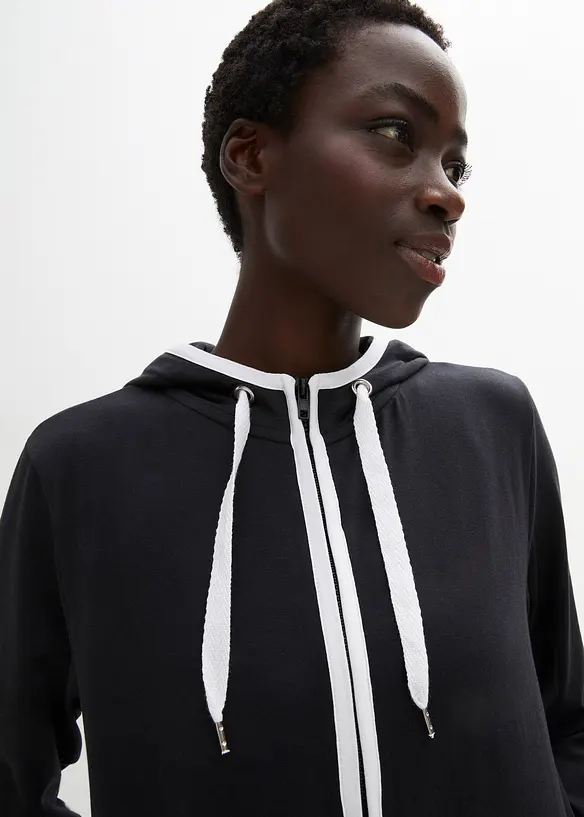Jakke i sweatshirtmateriale med bomull og stretch, bonprix
