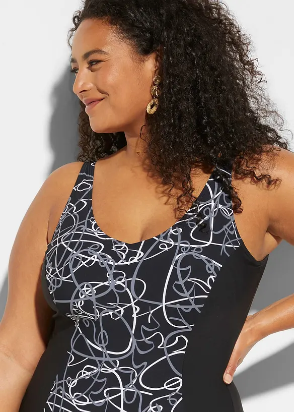 Shape-badedrakt med V-hals, lett formende, bonprix