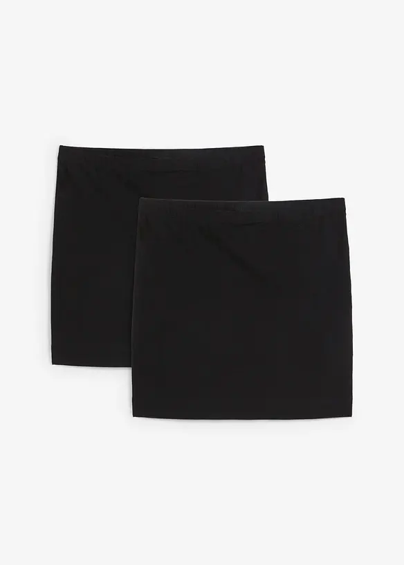 Jerseyskjørt i økologisk bomull med stretch (2-pack), bonprix