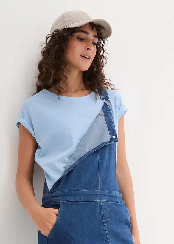 Topp med rund hals, kort arm (5-pack), bonprix