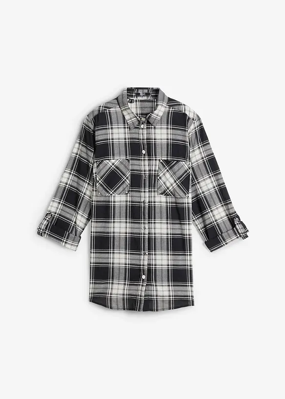 Rutete bluse i 100% bomull, bonprix