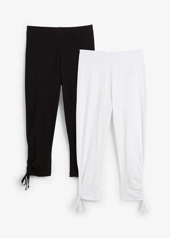 Caprileggings med rynking, 2-pack, bonprix