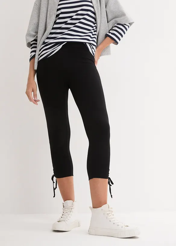 Caprileggings med rynking, 2-pack, bonprix