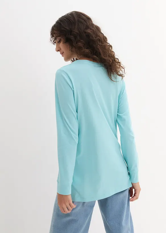 Lang, langermet topp med rund hals (5-pack), bonprix